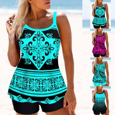 Letní módní design Dámské bikiny dvoudílný set se symetrickým grafickým potiskem Plavky a sportovní plážové oblečení S-6XL