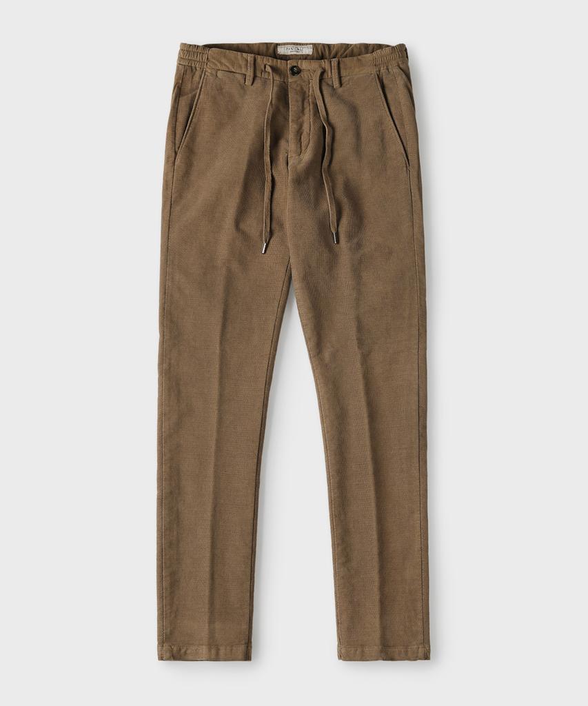 PANICALE Brown Drawstring Cotton Regular Fit Pants