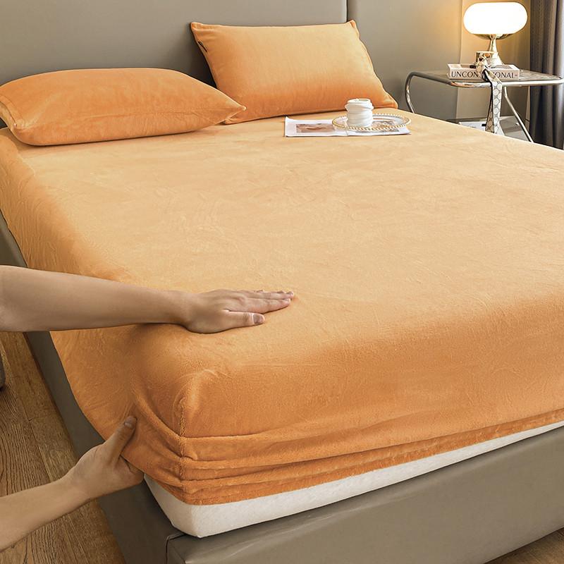 Thick Velvet Fitted Sheet Pillowcase 1/3 Pieces Set High Quality Non Slip Mattress Cover Protector Soft Bed Sheet Pillow Case