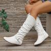 Winter new fashion boots women's trend low heel round head high boots large size women's shoes