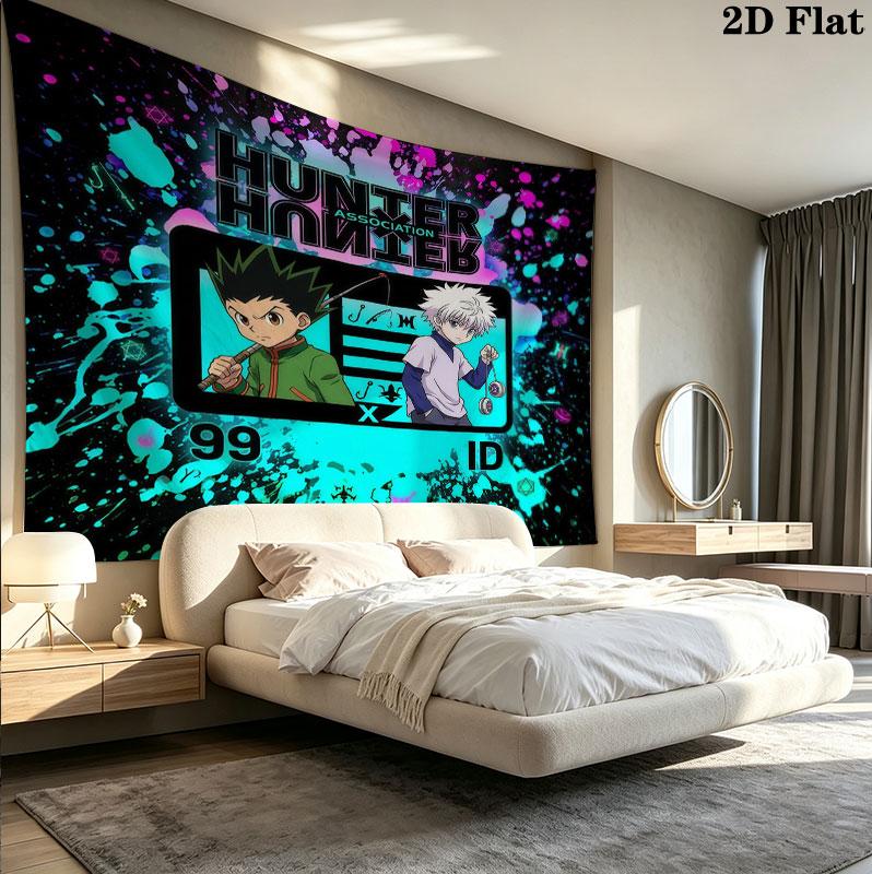 Arazzo da Parete Hunter X Hunter Appeso Estetico alla Parete Coperta in Tessuto Stampato Arazzi Decorativi per Camera da Letto Soggiorno Arredamento per la Casa