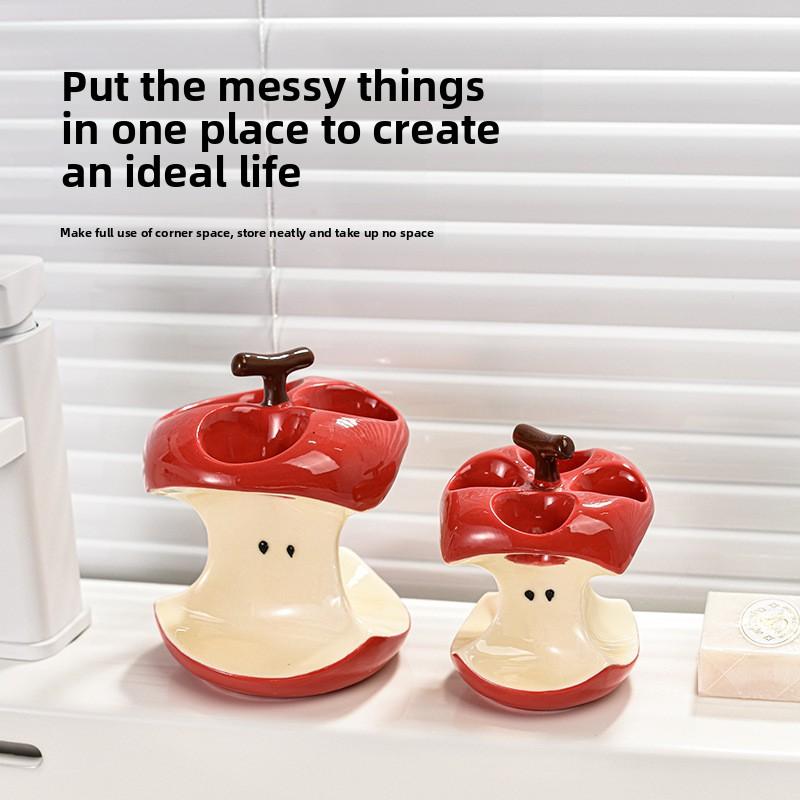 Creative Storage Rack Bracket Toothbrush Holder High Aesthetic Apple Electric , Ceramic Base, Bathroom Toothpaste, Toiletries