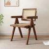 Mid-Century Rattan Chairs Living Room & Kitchen Wooden Chair with Hand-Woven Rattan Backres Home Leisure Chair