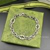 Vintage White Gold Double G Interlocking Bracelet - Women’s Fashionable Cuban Chain Bangle