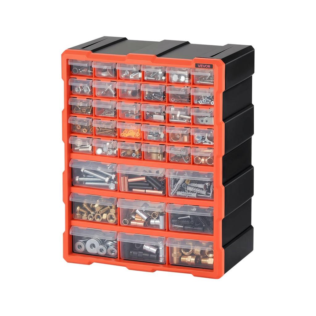 VEVOR 39-Drawer Storage Organizer, Plastic, Drawer Storage Cabinet for Garage Organization, Stackable Small Parts Organizer, Wall-Mounted Toolbox