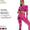 Women's Seamless Tie-Dye Yoga Set: High-Waist Tummy Control Pants & Long Sleeve Top