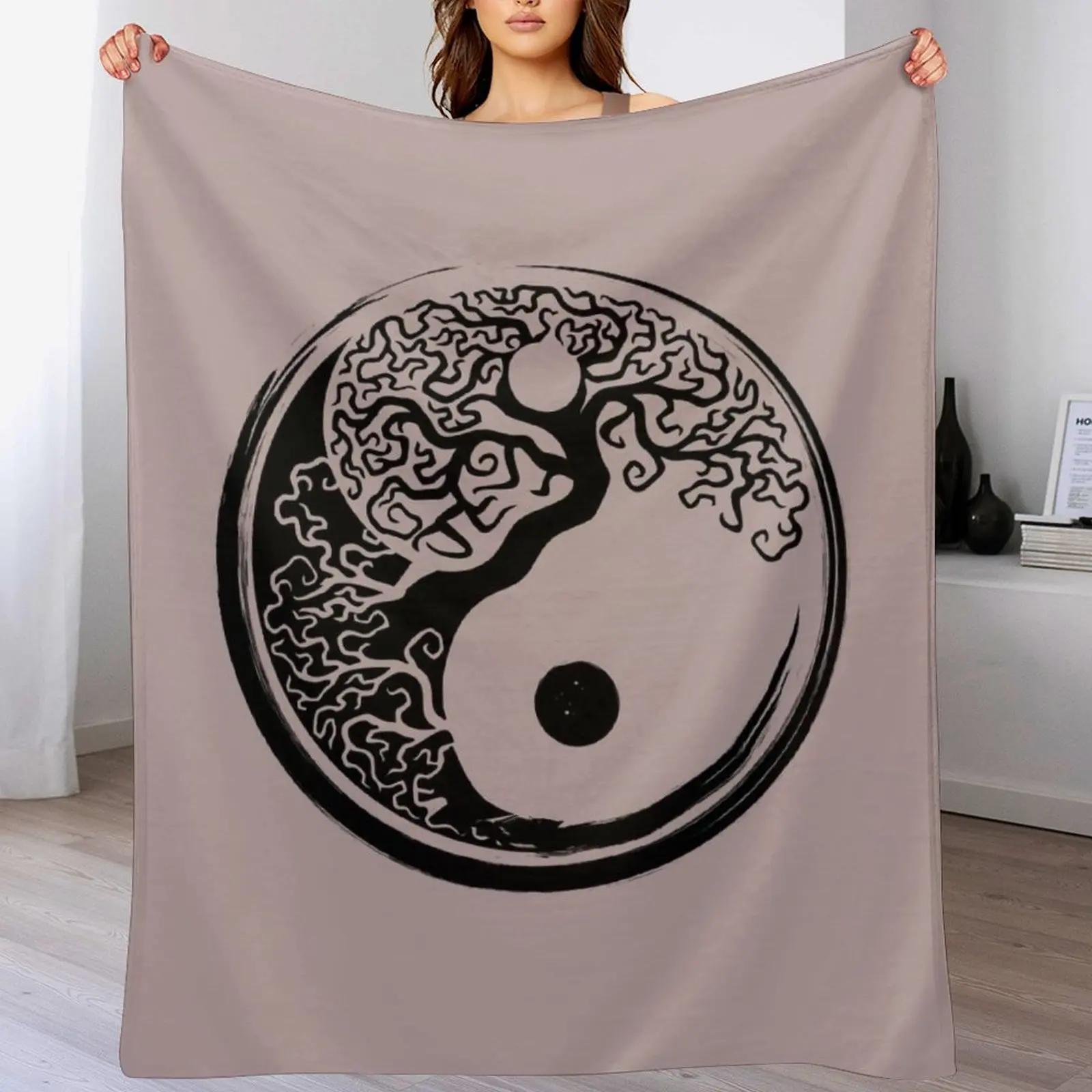 

Yin Yang White and Black Bonsai Tree Symbol Throw Blanket Modern Design Soft Blanket for Home Decor 102x76cm(40x30in)