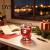 Klarer Borosilikatglasbehälter Doppelwandiger Glasbecher, mit Dekorationen im Stil von Weihnachtsmann/kleinem Baum/Stapel/Tasche, Geschirr für Familientreffen Treibsand