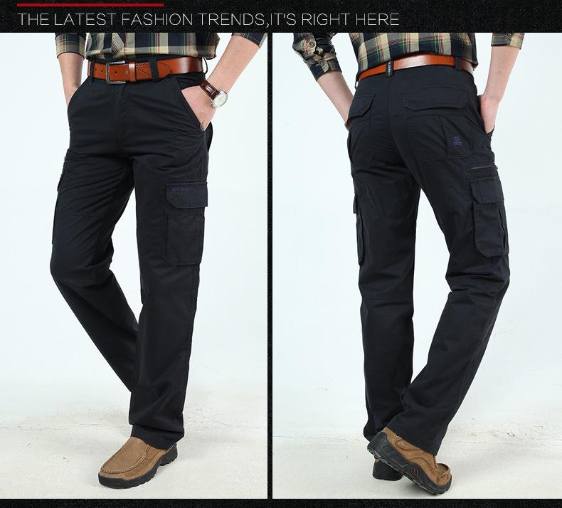 2017 Men's European & American Khaki Multi-Pocket Washed Cotton Pants - Style 9913