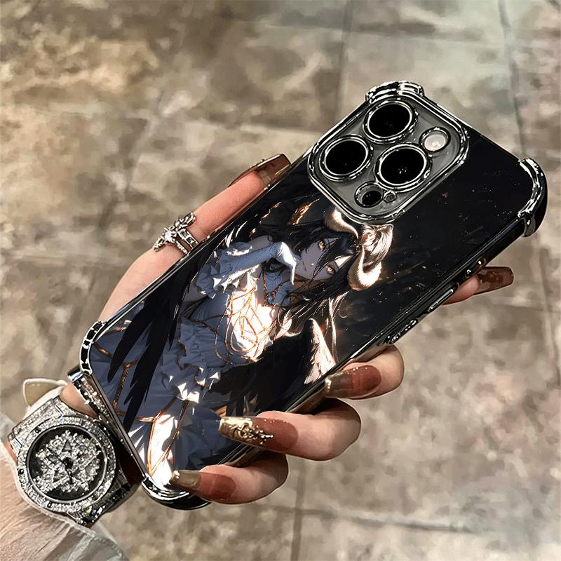 Albedo O-Overlords Anime Plating Phone Case For Iphone 16 17 Pro Max Air 16E 14 15 Plus 12 13 Mini Anti-Fall Airabag Cover