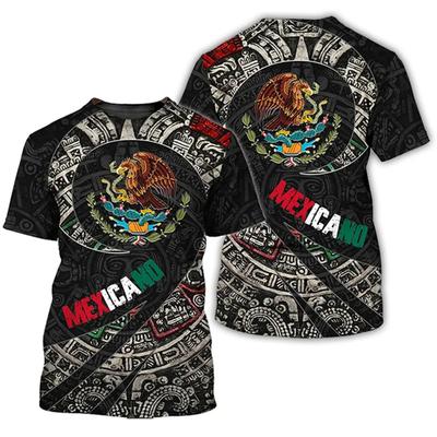 New 2024 Mexico Flag 3D Print T-shirts Summer Mexican Men Short Sleeve Fashion Tees