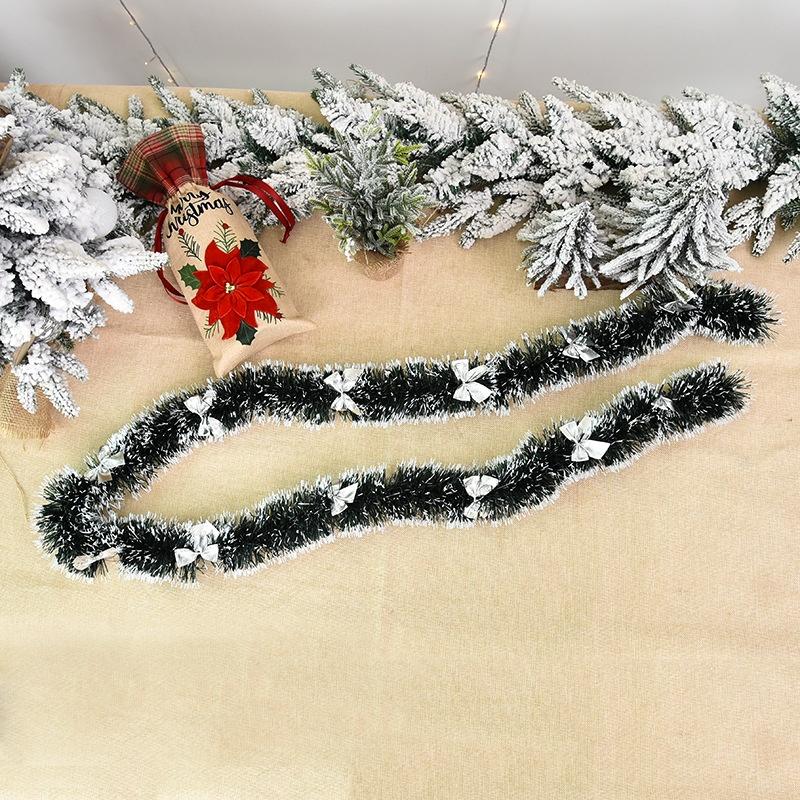 Garland Tree Christmas  2m Mini Green And White Fringed Decoration Hanging