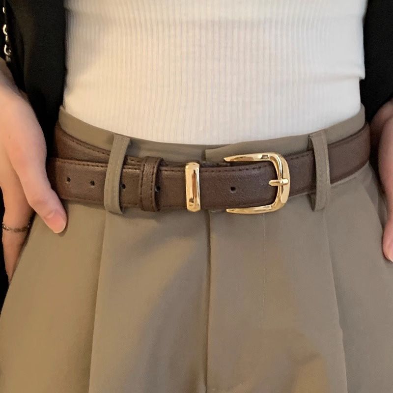 Elegant Wide Brown Metal Buckle Belt For Women In Vintage Fashion Perfect For Autumn 2023
