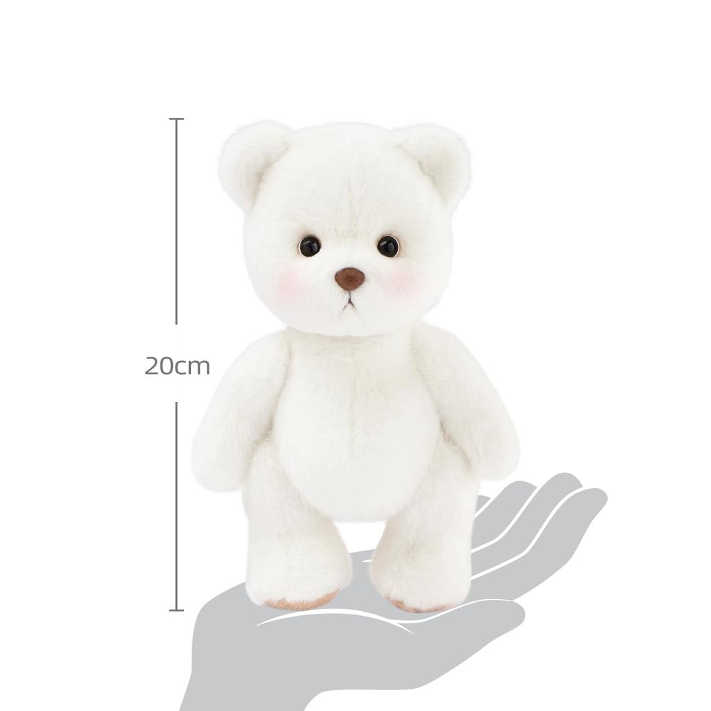 TeddyTales Lina Bear Handmade Plush Teddy Bear Dress-Up Doll, Small, Milk White (20cm)