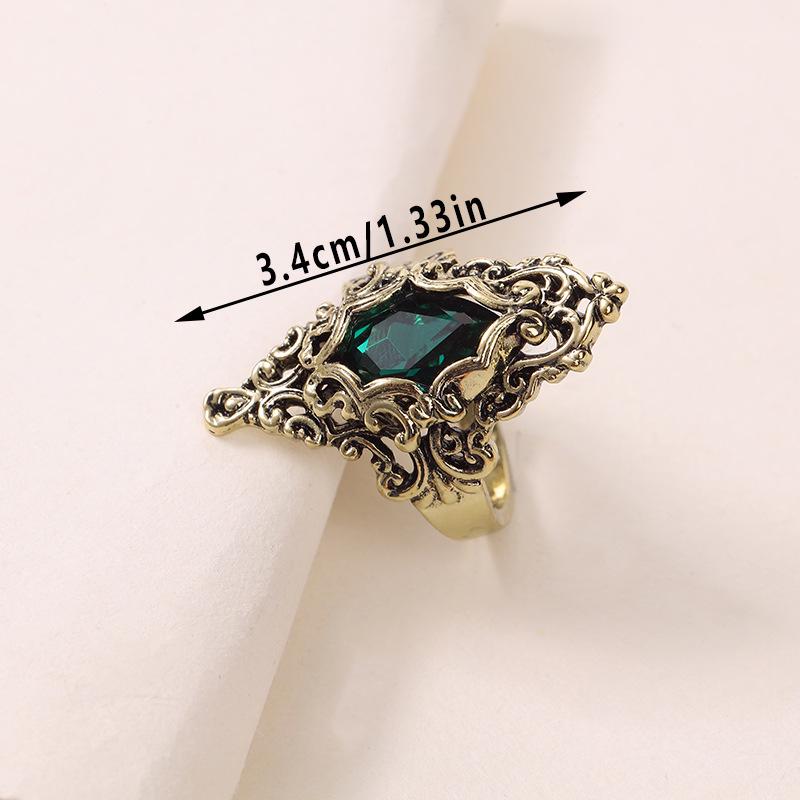 Jianjie European & American 18K Gold Green Zircon Fashion Ring for Women