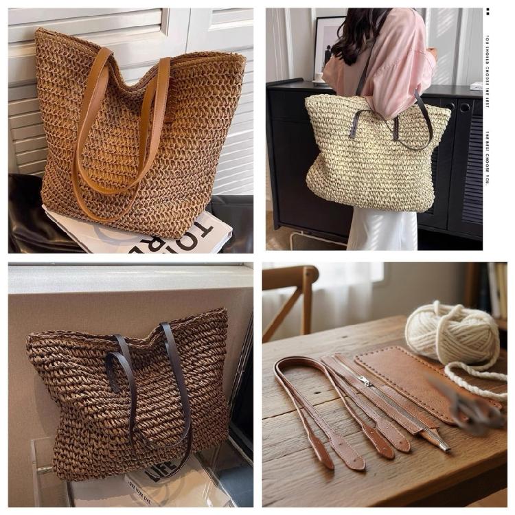 PU Leather Shoulder Bag Knitting Kits DIY Crochet Bag Making Bag Handles Zipper Bag Bottom Shaper for Crochet Handbags