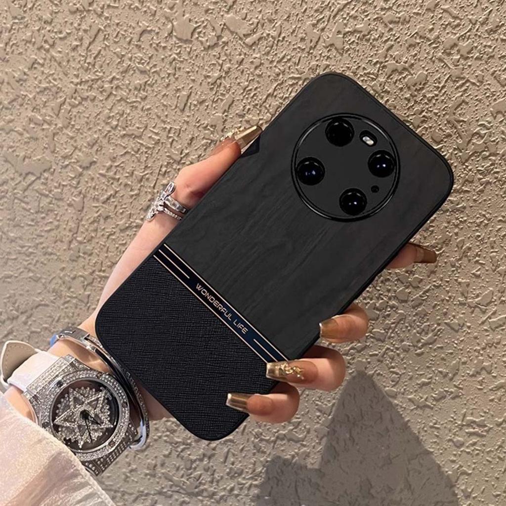 Etui na telefon komórkowy Huawei Mate60pro Skóra z fakturą drewna Odpowiednie dla P60 Łączone Kolor kontrastowy 50/40pro Matowe Etui odporne na upadki