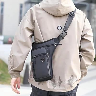 Men Fanny Pack Adjustable Leg Side Bag with Multiple Pockets Large Capacity Waist Pouch for Motorcycle Cycling Traveling