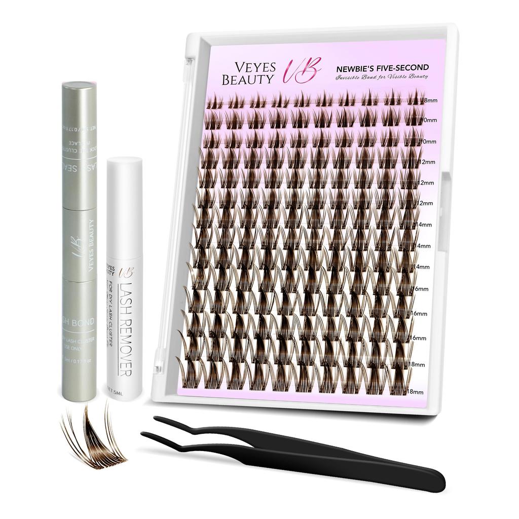 veyesbeauty Manga Lash Clusters Dramatic Look Dynamic Volume Invisible Band Long-Lasting & Reusable 140 Clusters 8-18mm