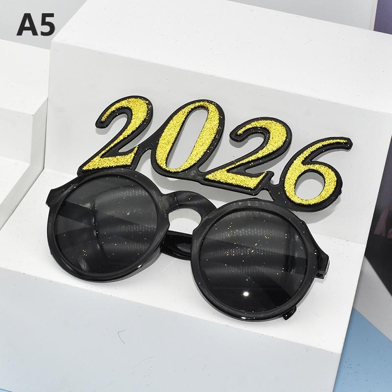 Occhiali da Vista Numero 2026 Occhiali Buon Anno 2026 Occhiali da Sole Glitter Diamante Oggetto di Scena Cosplay Decorazione Festa di Natale Occhiali Divertenti