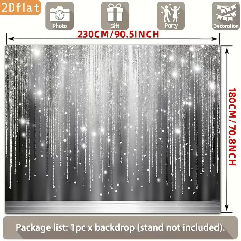 2D Silver Glitter Bokeh Curtain Backdrop for Studio Photography