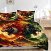 3pcs Flaming and Verdant Tiger Printed Duvet Cover Set (1 * Cover+2 * Pillowcase, Without Core), Suitable for Home Bedroom,