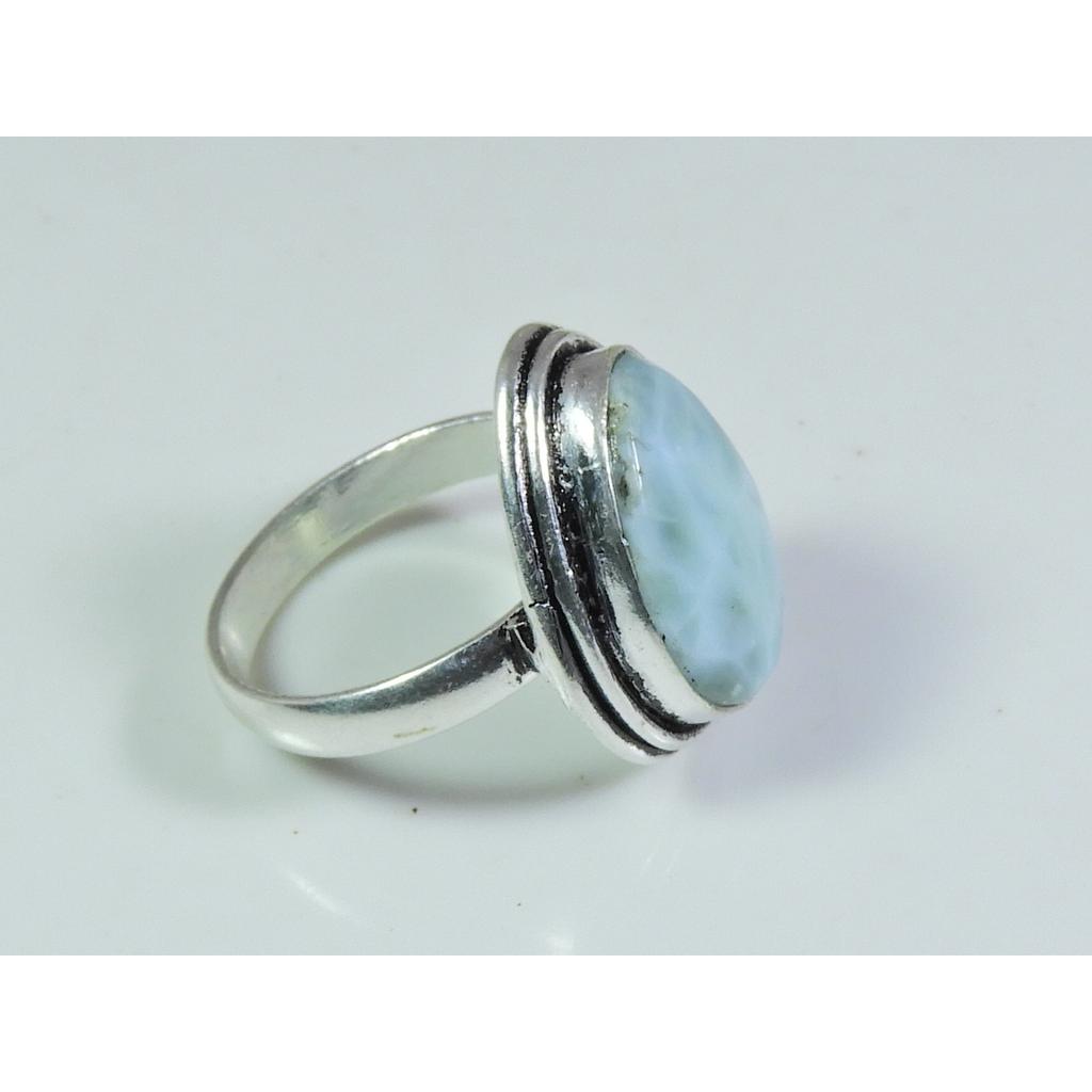 Natural Larimar Pectolite Gemstone 925 Solid Sterling Silver Ring Size US-7 PG-168