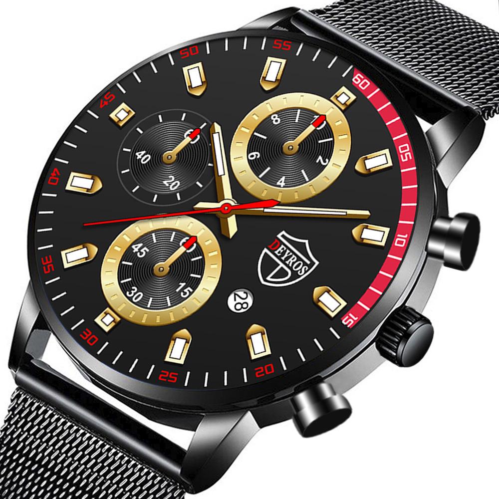 Milan Mesh Belt Watch Men'S Automatic Quartz Calendar Luminous Watch