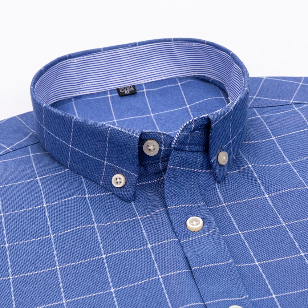 Men's Oxford Long Sleeve Shirt 100% Cotton Wrinkle Resistant & Breathable, Solid Plaid Striped Comfort Casual Button-down Shirts