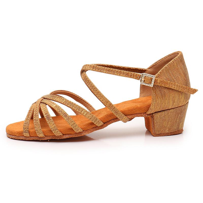 Child Girls Ballroom Dance Shoes Latin Salsa Dancing Shoes Cross Strap 3cm Heel