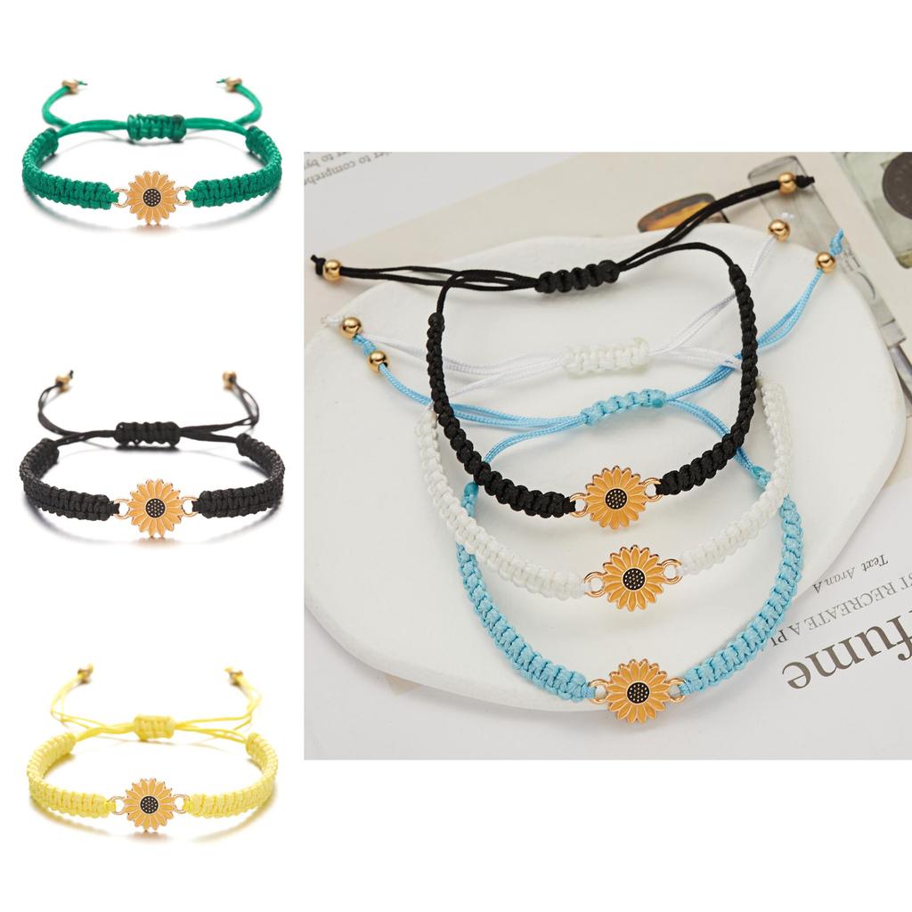 Handmade Sunflower Friendship Bracelet With Floral Design For Women And Couples