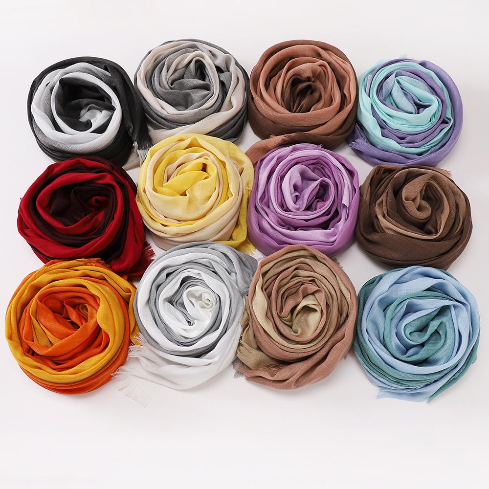 Two-Color Gradient Hijab Women Cotton Hijab Scarf  Muslim Tie-Dye Hijab Wrap Islamic Headscarf Shawls Supplier