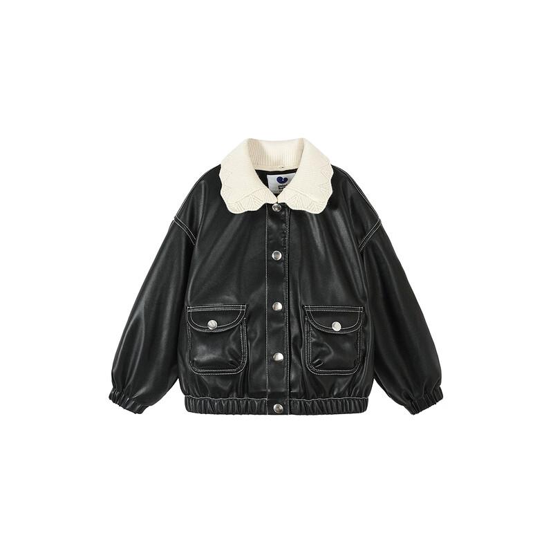 minibala Girls' Durable Faux Leather Jacket - 2026 Spring Collection