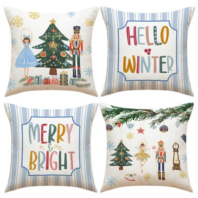 Nutcracker Printed Pillow Cover Christmas Party Decorative Cushion Cover Home Sofa Cushion