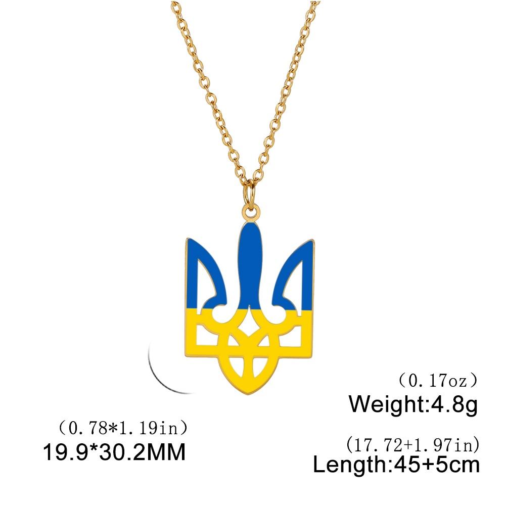Edelstahl Ukraine Dreizack Halskette Blau Gelb Ukraine Flagge Anhänger Halskette Ukrainisches Nationales Symbol Tryzub Halskette
