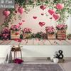 2D Flat Printing Valentine Backdrop Rose Balloon Party Photo Booth Decor