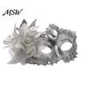 Decorative Flower Mask Half Face Masquerade for Women, Mesh Rhinestone Venetian Style Mask, Costumes Accessory Halloween Carnival Prom Ball