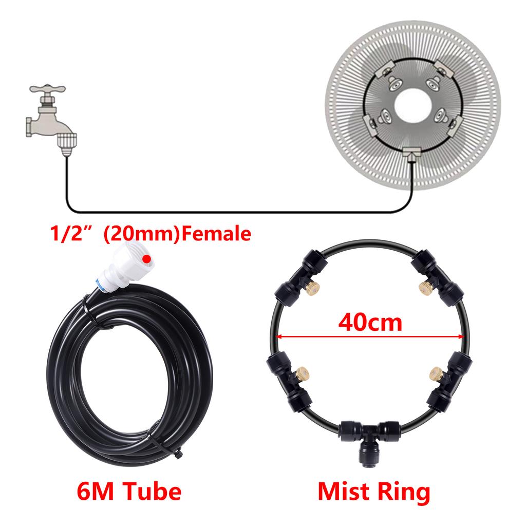 16 Inch Outdoor Fan Cooling Misting System Mist Fan Nozzles Kit Water Fog Sprayer Fan Sprayer Outdoor Garden Patio Nebulizer