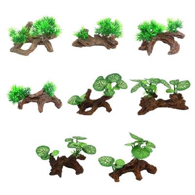 Life Like Tree Trunk Aquariums Decors Resin Water Grass Fishtanks Landscape Centerpiece with Simulation Texture and Color