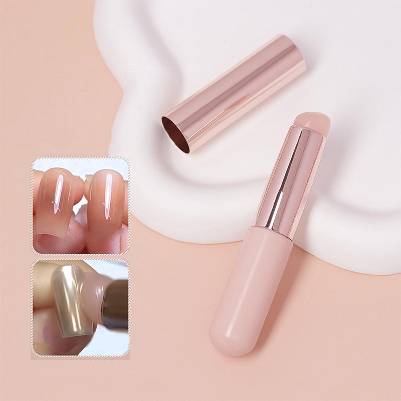 

Силиконовый аппликатор для дизайна ногтей, хромированный пигмент, пыль, нанесение градиентной ручки, легкая мазковая пудра, силиконовые кисти для ногтей, инструмент розовый