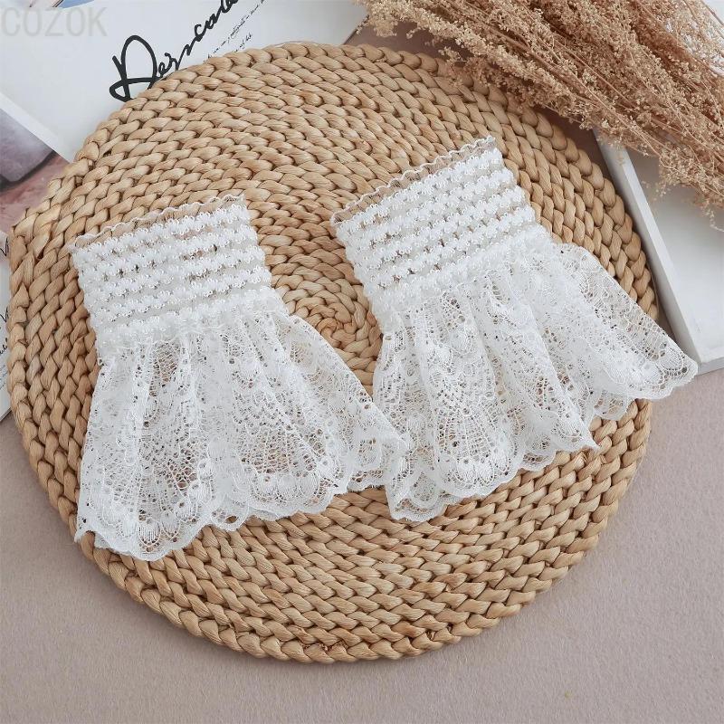 

1 пара съемных манжет для блузки, гетры на запястья, марлевые эластичные универсальные манжеты, накладные манжеты, женские кружевные манжеты, рукава, манжеты для свитера