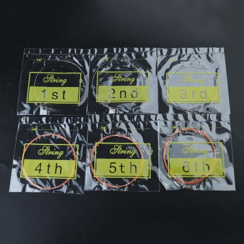 6 Pieces Steel Core Folk Guitar 6 String Replacement Sets Stainless Steel Acoustic Guitar Strings Kits for Folk Guitars