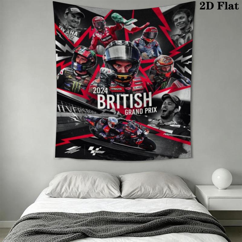 British Grand Prix MotoGP Racing Tapestry, Motorcycle Racer Wall Hanging, Wall Art Decor for Bedroom Living Room Fan Room