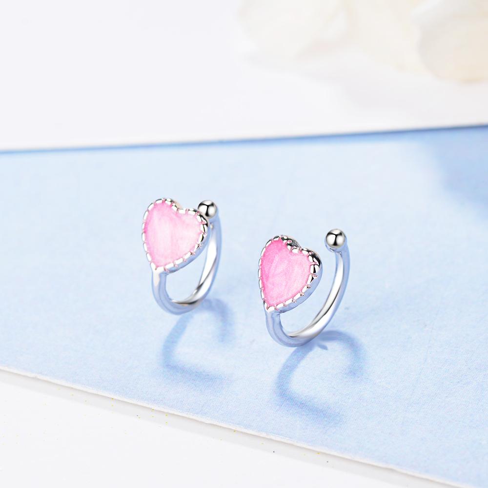 Todorova Pink Green Enamel Love Heart Clip On Earrings Without Piercing Women Earrings No Hole Ear Clip