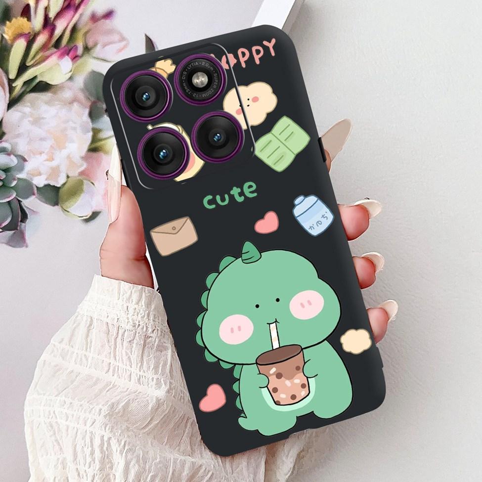 For Motorola Edge 60Pro XT2507-1 Back Cover For Motorola Edge 60 Pro Case Cute Cartoon Luxury Flower Painted Black Silicone 6.7"