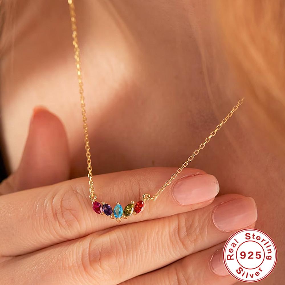 Classic Ladies Necklace S925 Sterling Silver Exquisite Versatile Horse Eye Color Dopamine Eye Pendant Necklace Clavicle Chain