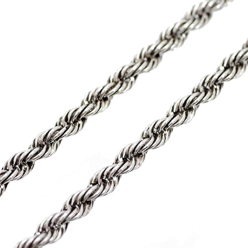 Silver One Silver 925 Pipe Rope Chain Necklace for Men, C3 [Silver, 3mm Width, 50cm Length] with Clasp