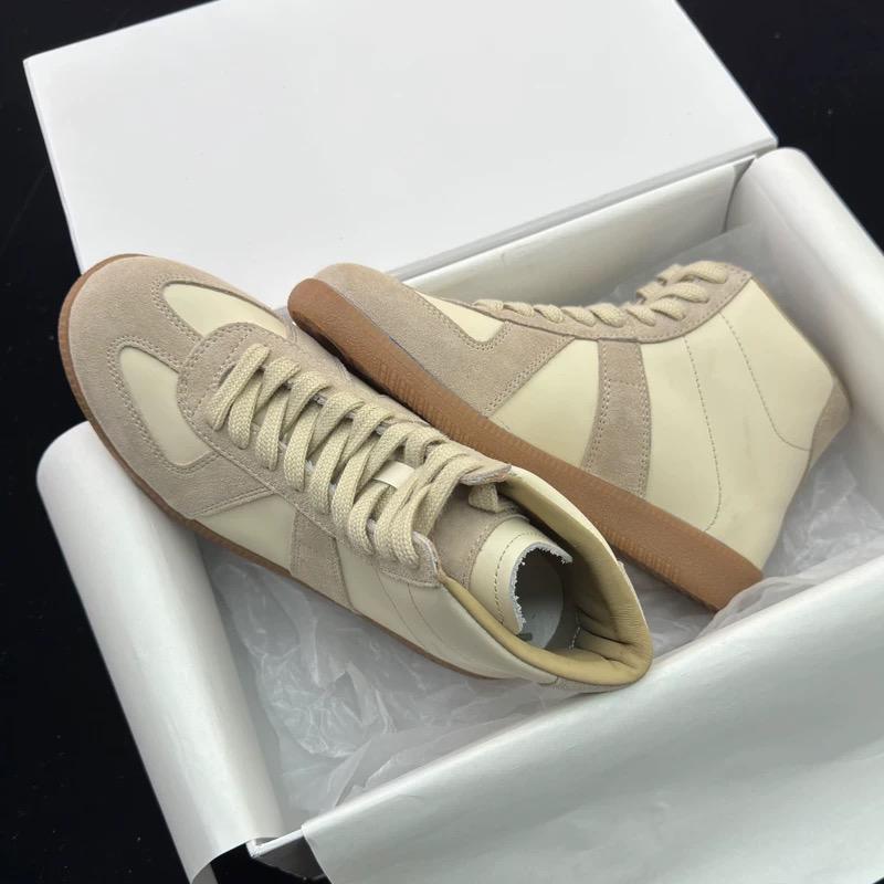 Genuine Leather Flat Bottom High Top Shoes Unisex Outdoor Walking Fashion German Training Shoes Designer Casual Footwear