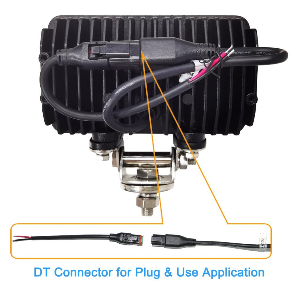 Lightronic Tractor Work Diffused Auxiliary Focal Fishing IP69 Suitable for and Other Work Vehicles 2-Pack Lights, 45W, 6000K, Ultra-Wide Angle, Lens,