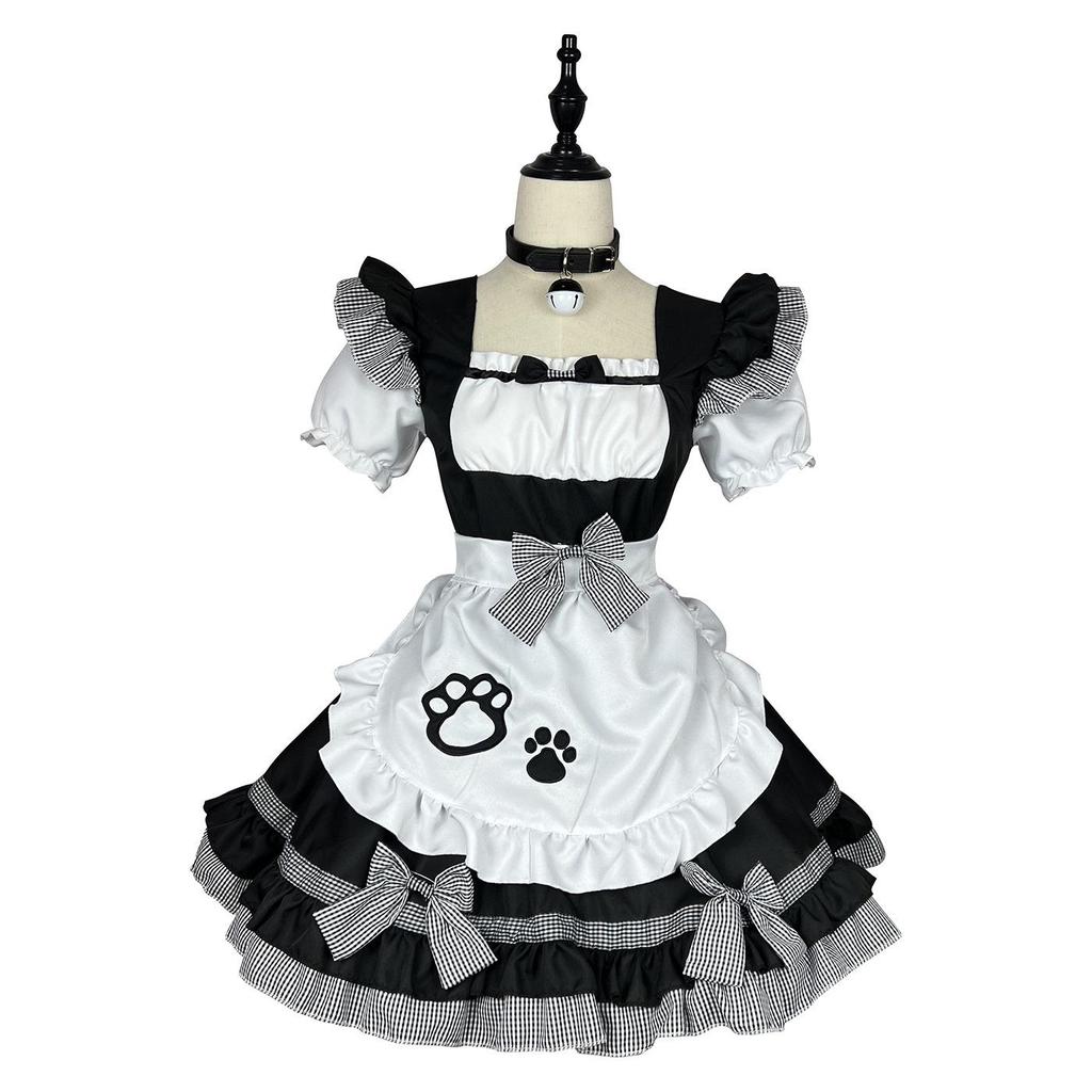 Plus Size Cute Japanese Catgirl Maid Cosplay Costume for Women - Black & White Classic Design